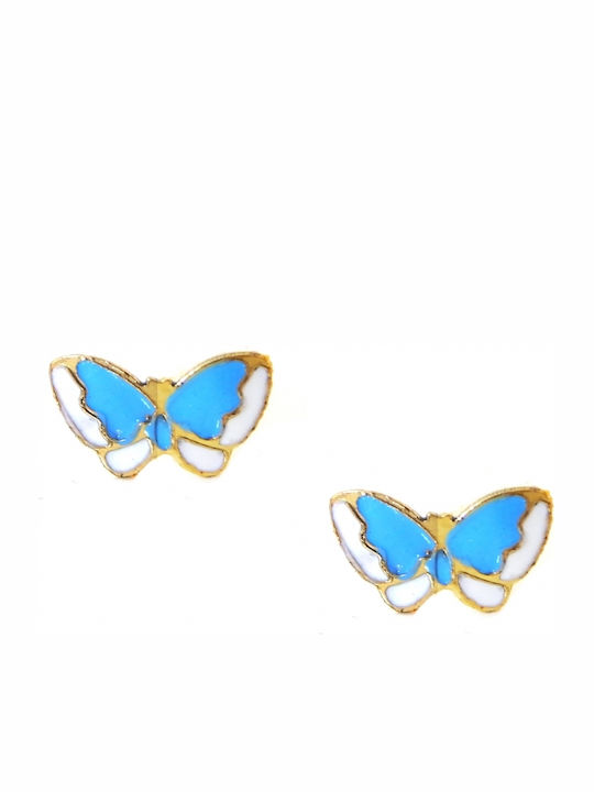 Πολύτιμο Παιδικά Σκουλαρίκια Καρφωτά Πεταλούδες από Χρυσό 9K