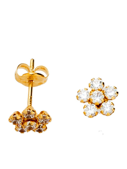 Kontopoulos Kids Earrings Studs with Stones made of Gold 14K