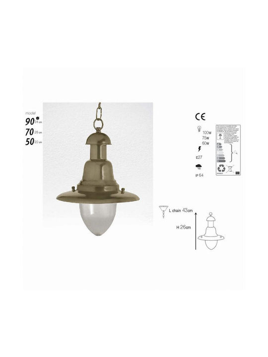 Andromeda Outdoor Hanging Ceiling Light E27 in Bronze Color 70