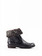 Leder Stiefeletten Damen Schwarz
