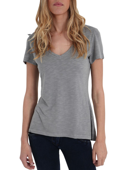 Freddy Damen Sportlich T-shirt mit V-Ausschnitt Polka Dot Gray