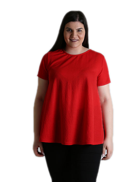 Chica Women's Blouse Short Sleeve Red
