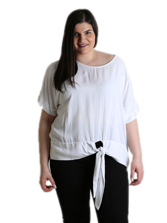 Chica Damen Bluse Kurzärmelig White