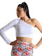 Women's Blouse Off-Shoulder with One Shoulder White