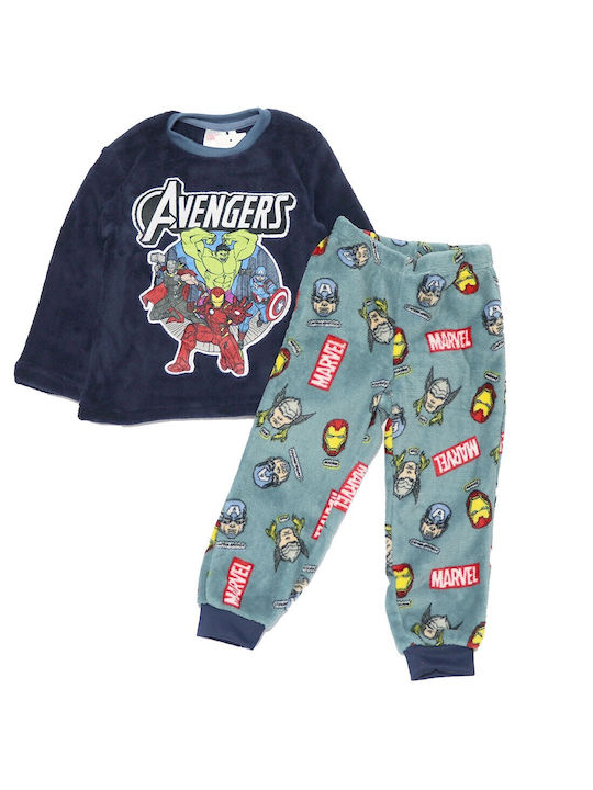 Marvel Παιδική Πιτζάμα Χειμωνιάτικη Fleece Navy Μπλε