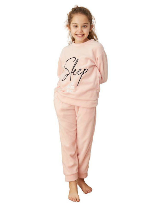 Siyah Inci Pijama pentru copii De iarnă Catifelată Pink