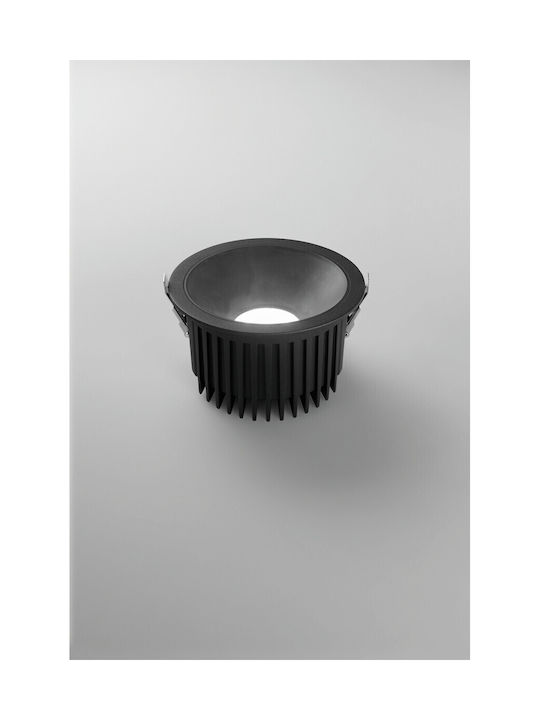 Fan Europe Spot Rotund Metalic Îngropat cu LED Încorporat și Lumină Alb Cald Neagră 40x40cm