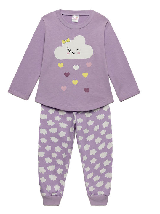 Minerva Set Top & Bottom Kids Winter Cotton Pyjamas Lilac