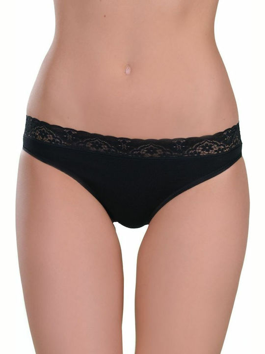 Lord Baumwolle Damen Brasilien mit Spitze Black