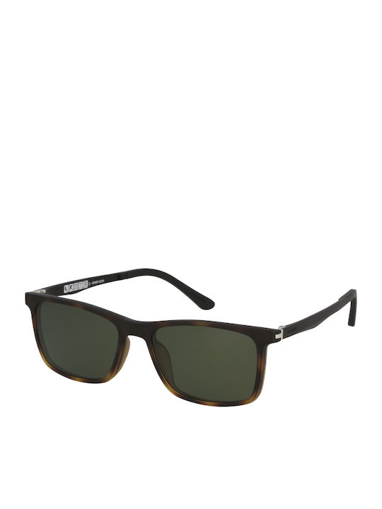 Solano Men's Sunglasses with Brown Tartaruga Plastic Frame and Green Lens CL90071E