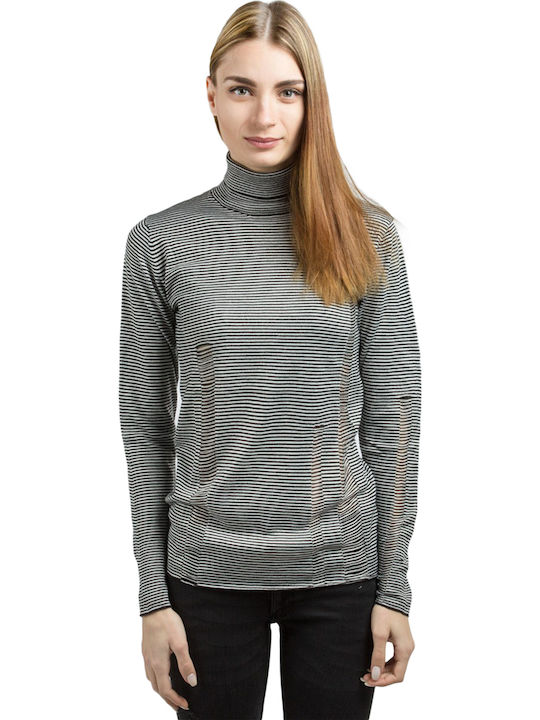Bluze Damă Alex Μακрyμάνικη Ζιβάγκο Ριγέ Negru