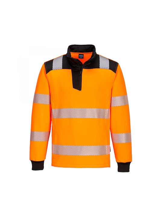 Portwest Men's Long Sleeve Work Sweatshirt Orange with Reflective Tapes