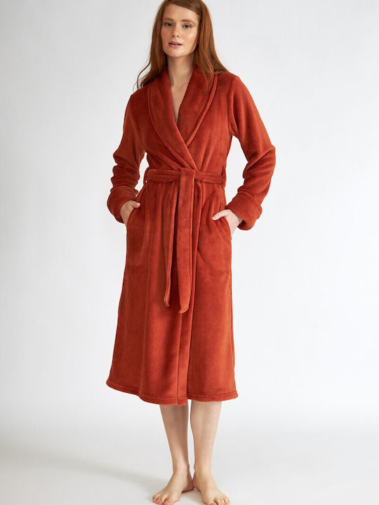Harmony Winter Women's Fleece Robe Orange