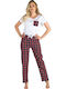 Momenti Per Me Winter Damen Pyjama-Hose White-red