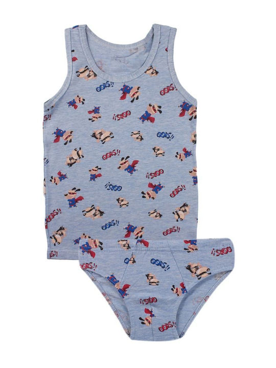 Donella Kids' Set Brief with Undershirt Blue 2pcs
