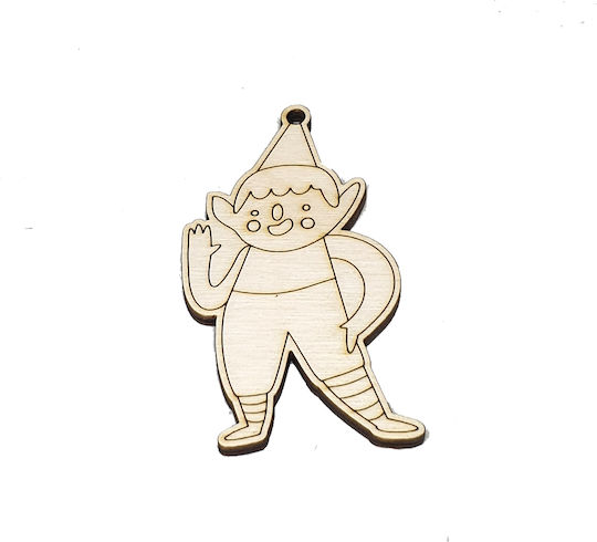 Hanging Goblin Ornament Wooden 4.6x7.5cm