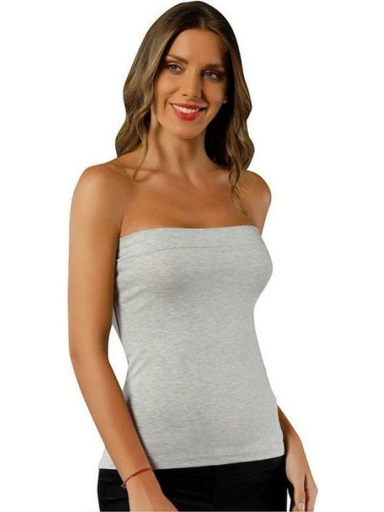 Women's Strapless T-Shirt Light Grey