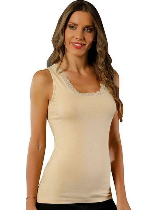 Siyah Inci Μπέζ (Beige) Γυναικείο Φανελάκι με Τ...