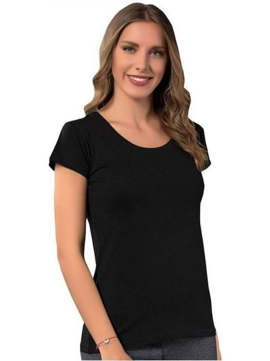 Siyah Inci Women's Short Sleeve Cotton T-Shirt Black