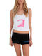 Women's Blouse Cotton Sleeveless Polka Dot White.