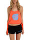 Women's Blouse Cotton with Straps Polka Dot Coral