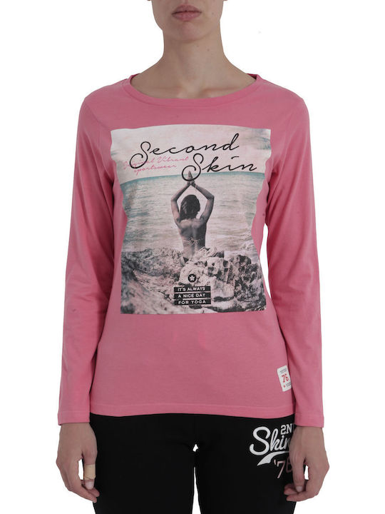 2nd Skin Women's Blouse Cotton Long Sleeve Pink (PINK).