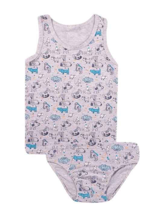 Donella Kids' Set Brief with Undershirt Gray 2pcs