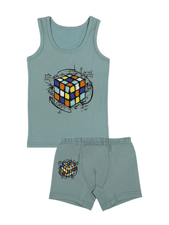 Donella Kids' Set Boxer with Undershirt Sleeveless Gray 2pcs