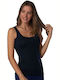Women's Cotton T-Shirt with Spaghetti Strap Dark Blue
