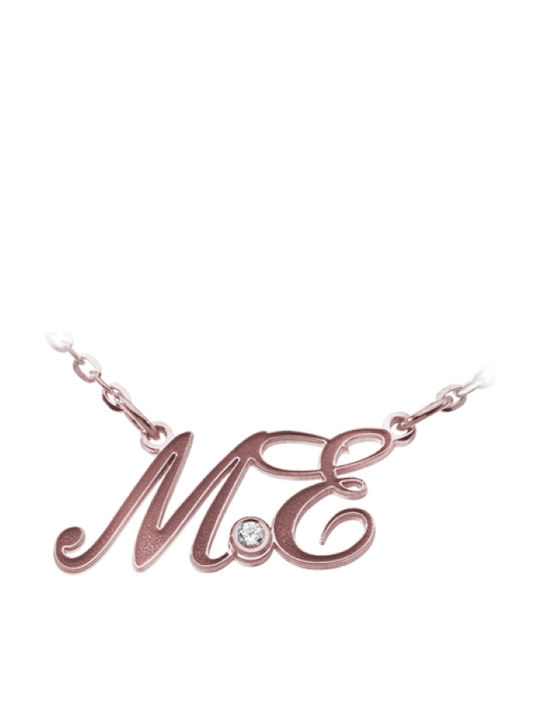 Personal Jewel Κολιέ από Ροζ Επιχρυσωμένο Ασήμι με Ζιργκόν