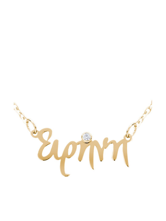 Personal Jewel Necklace Name from Gold Plated Silver with Zircon