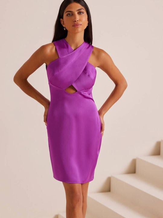 Mind Matter Satin Dress Evening Fuchsia