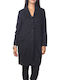 Wolle Damen black Mantel Oversized mit Knöpfen
