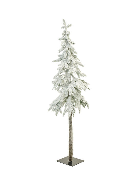 Snowy Christmas Slim Brown Tree with Trunk Base H150cm