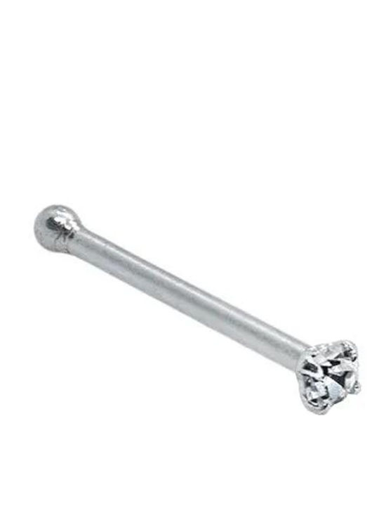 Piercing.gr Σκουλαρίκι Μπάρα Μύτης από Ασήμι 0.6mm Λευκό
