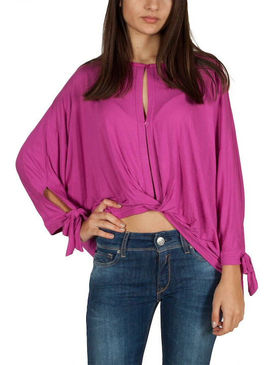 Free People Women's Blouse with 3/4 Sleeve raspberry colour