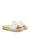 Leather Women's Flat Sandals in White Color
