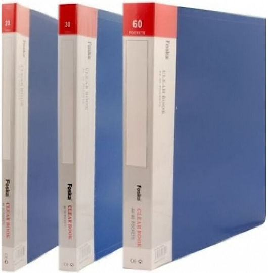 Foska Clipboard Flexible with 30 plastic sleeves Slides for Paper A4 Transparent 1pcs