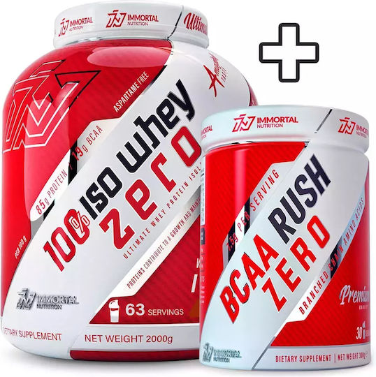 Immortal Nutrition 100% Iso Whey Zero Iso Whey Zero 2000gr Marzipan & Bcaa Rush Zero 300gr Orange