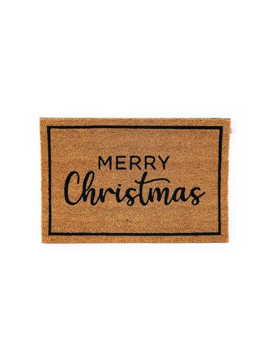 Atmosphera Πατάκι Εισόδου από Κοκοφοίνικα Merry Christmas Μπεζ 40x60εκ.