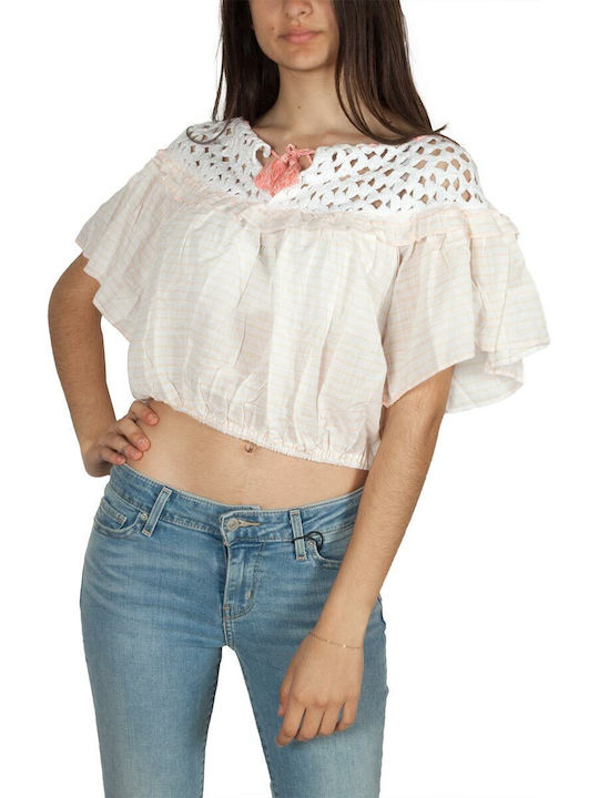 Women's Summer Crop Top Cotton Short Sleeve Striped ''''''