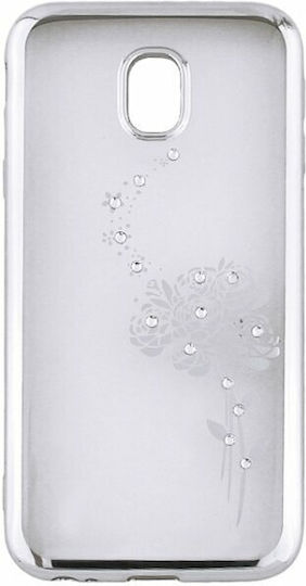 Beeyo Roses Umschlag Rückseite Silber (Huawei P Smart)