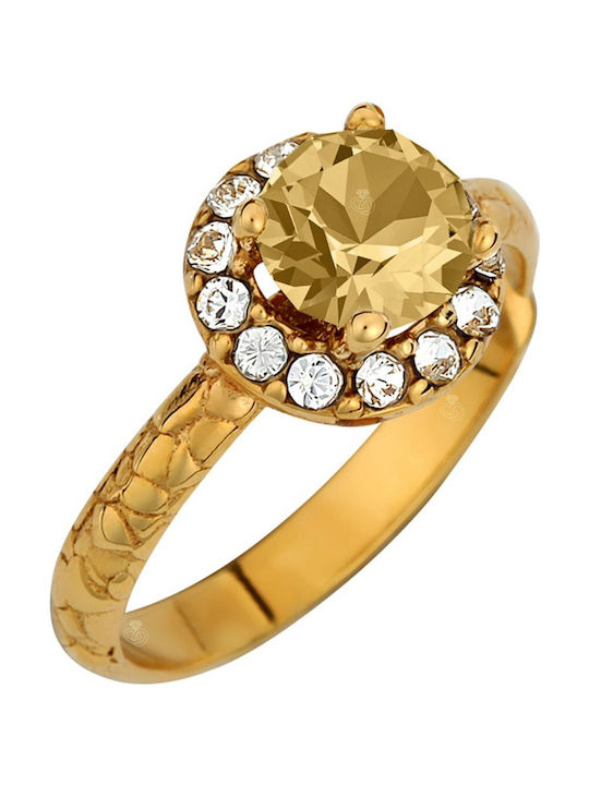 Women's Gold Plated Ring Citrine with Stone