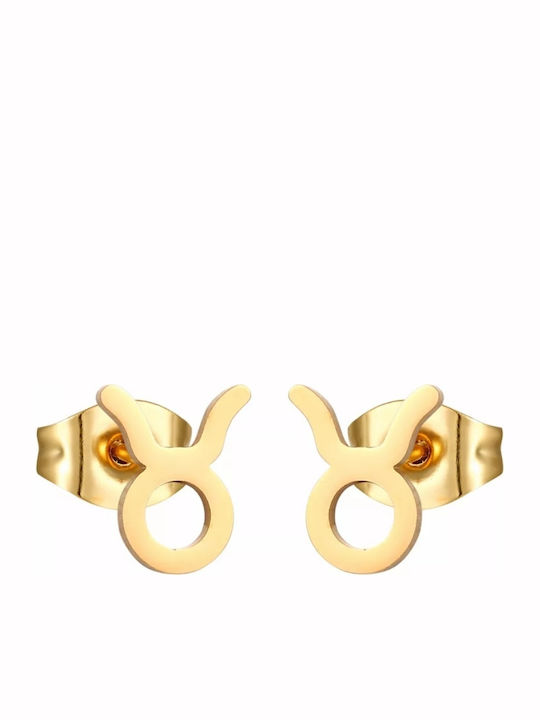 Amalfi Accessories Ταύρος Hypoallergenic Kids Earrings Studs made of Steel Gold