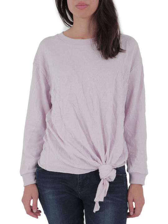 Bluze damă Crop Top Bumbac Mânecă lungă Roz