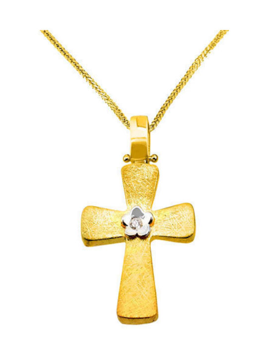 Damen Gold Kreuz 14K mit Kette