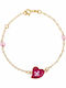 Women's Bracelet Chain with design Heart made of Gold 14K