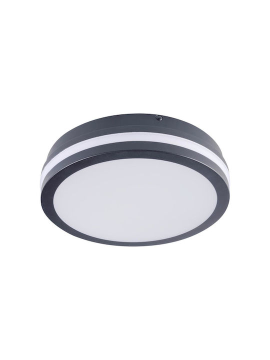 Kanlux Outdoor Ceiling Flush Mount with Integrated LED in Black Color 33341