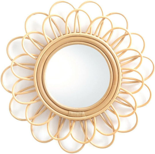 La Redoute Interieurs Wandspiegel mit Beige Rattan Rahmen Durchmesser 45cm 1Stück