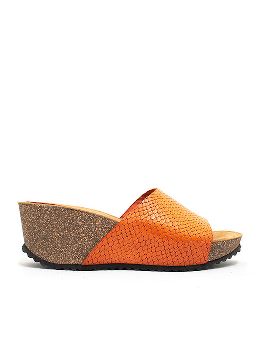 Spike Women's Leather Platform Shoes Orange